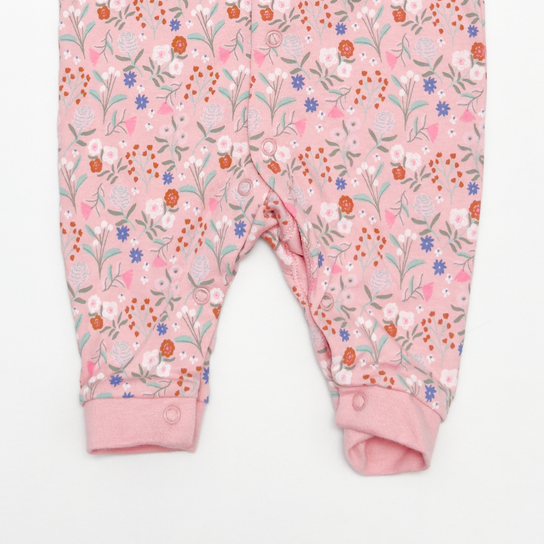 PINK FLORAL RUFFLED ROMPER