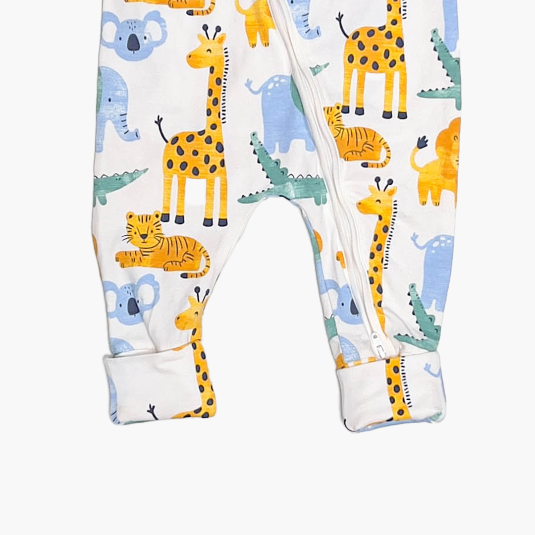 ANIMAL PRINTED ZIPPER ROMPER