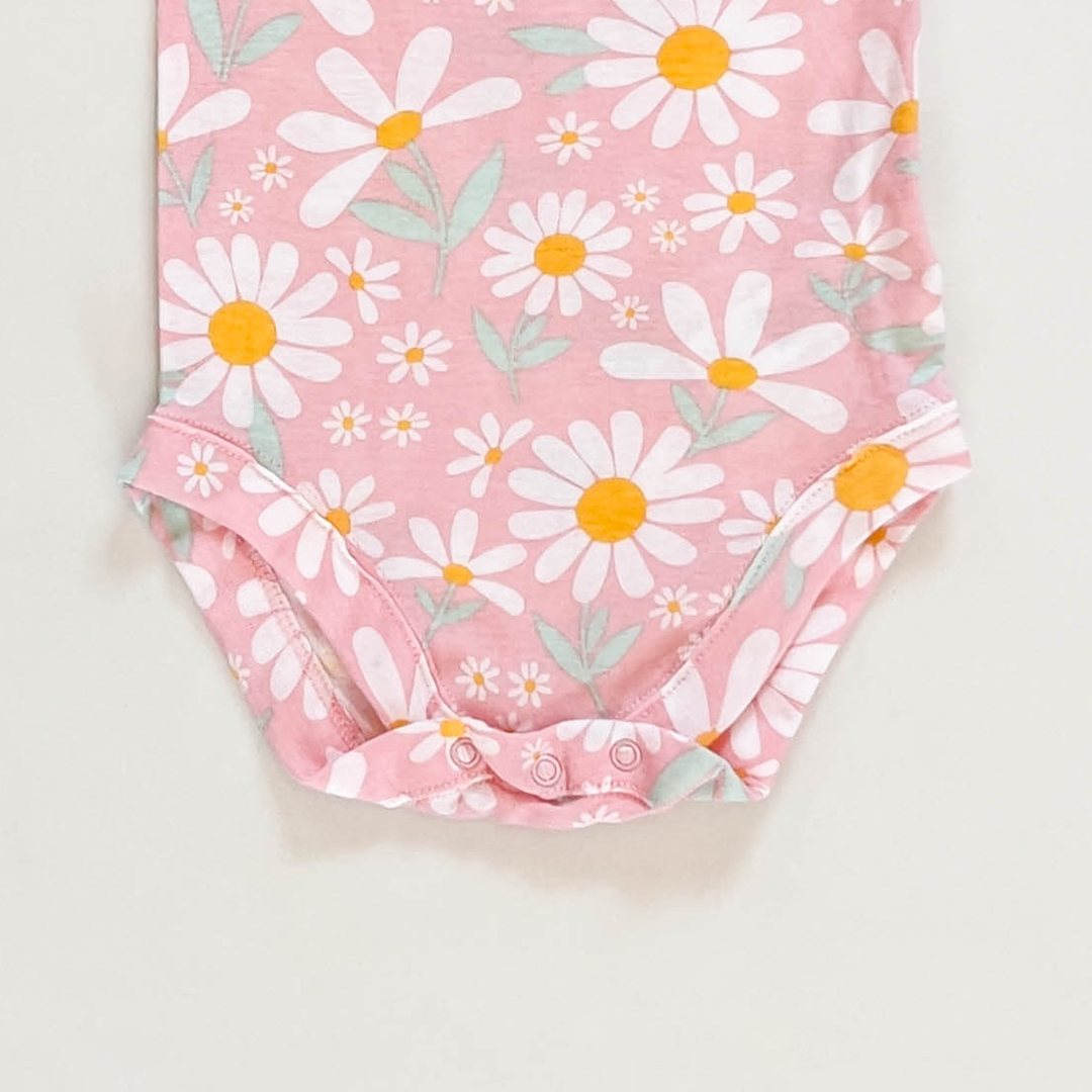 PINK FLORAL RUFFLED ONESIE