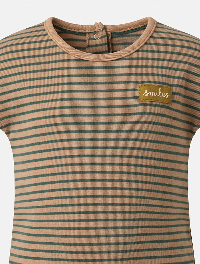 Green stripes boys jumpsuit