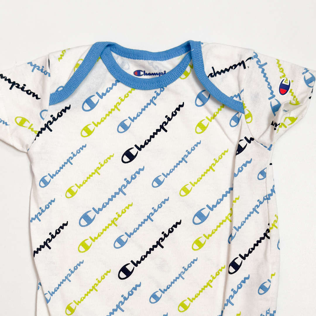 BLUE AND WHITE PRINTED ONESIE