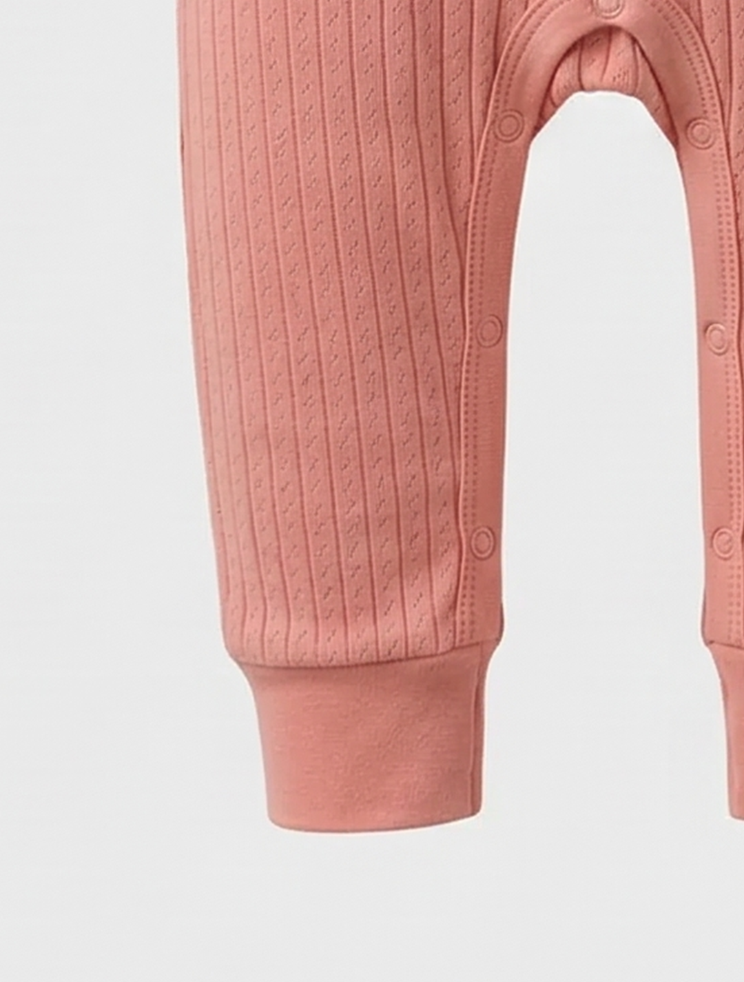 peach pointelle frill sleeve romper