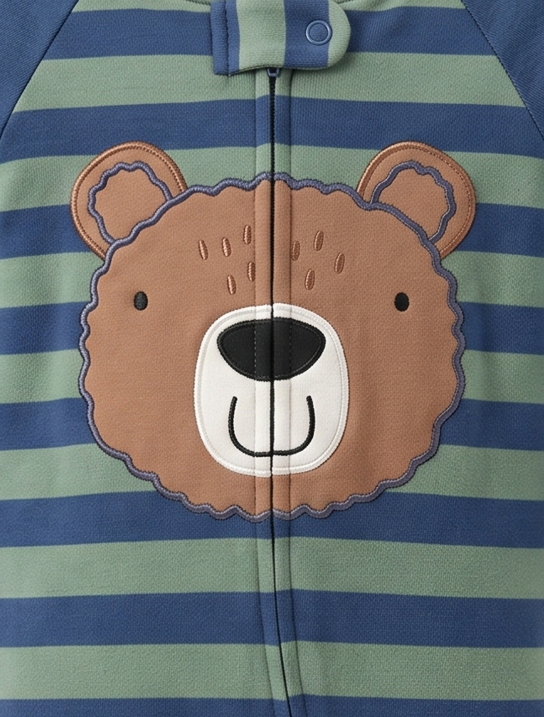 Bear striped zipper sleepsuit