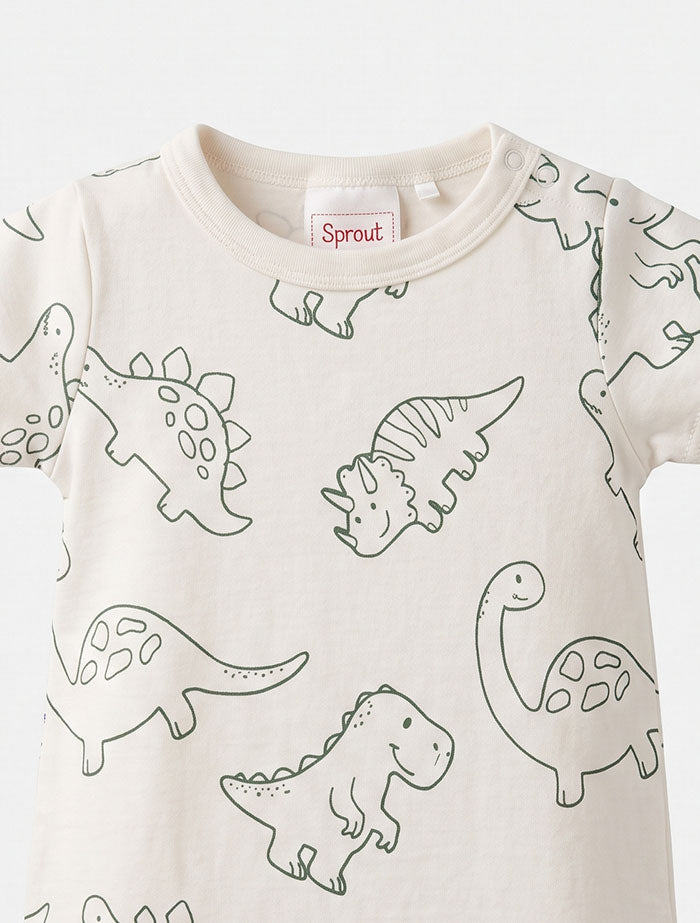 Green dino printed jumpsuit