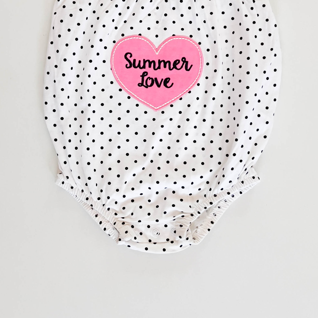 BLACK POLKA DOTTED ONESIE