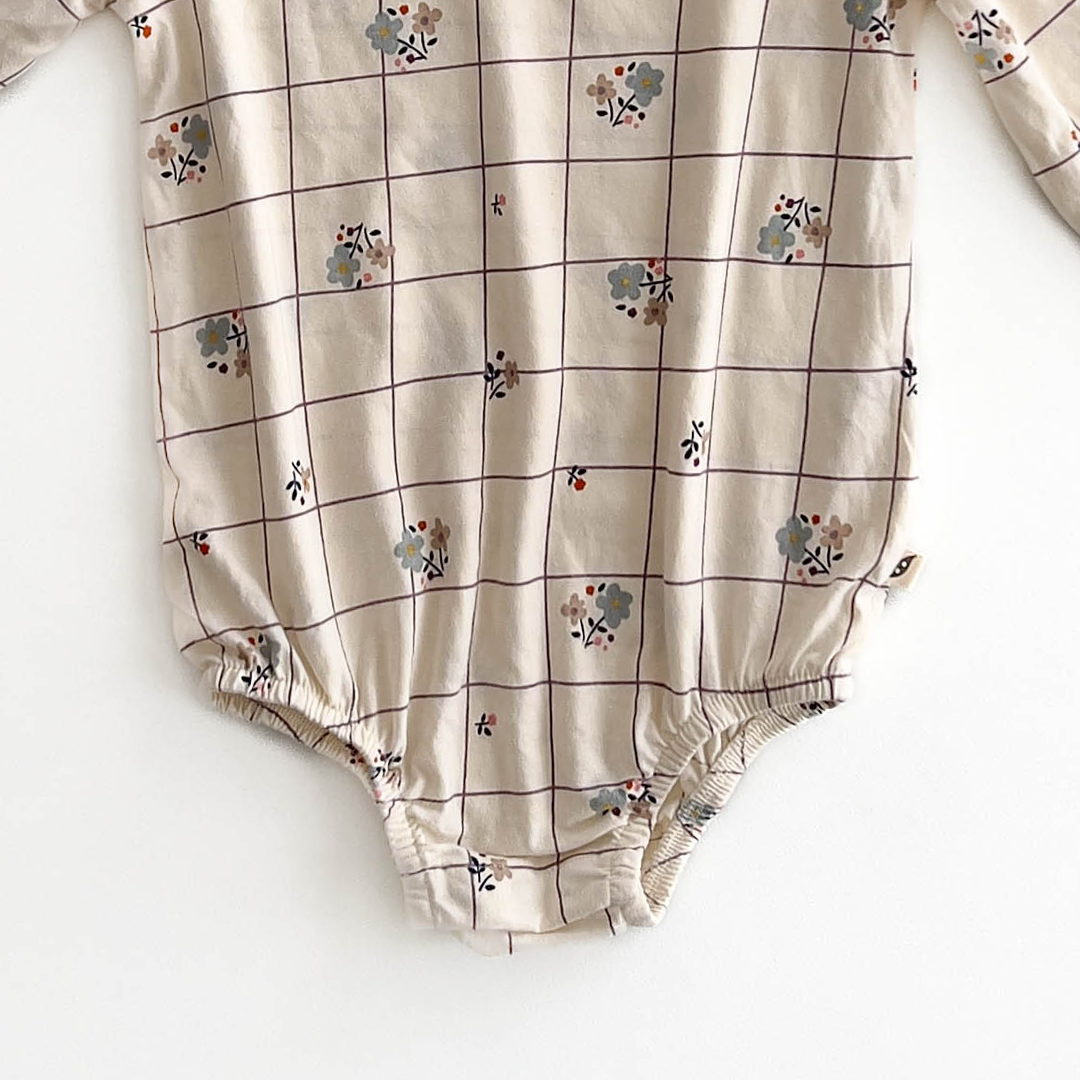 BEIGE FLORAL PRINTED ONESIE