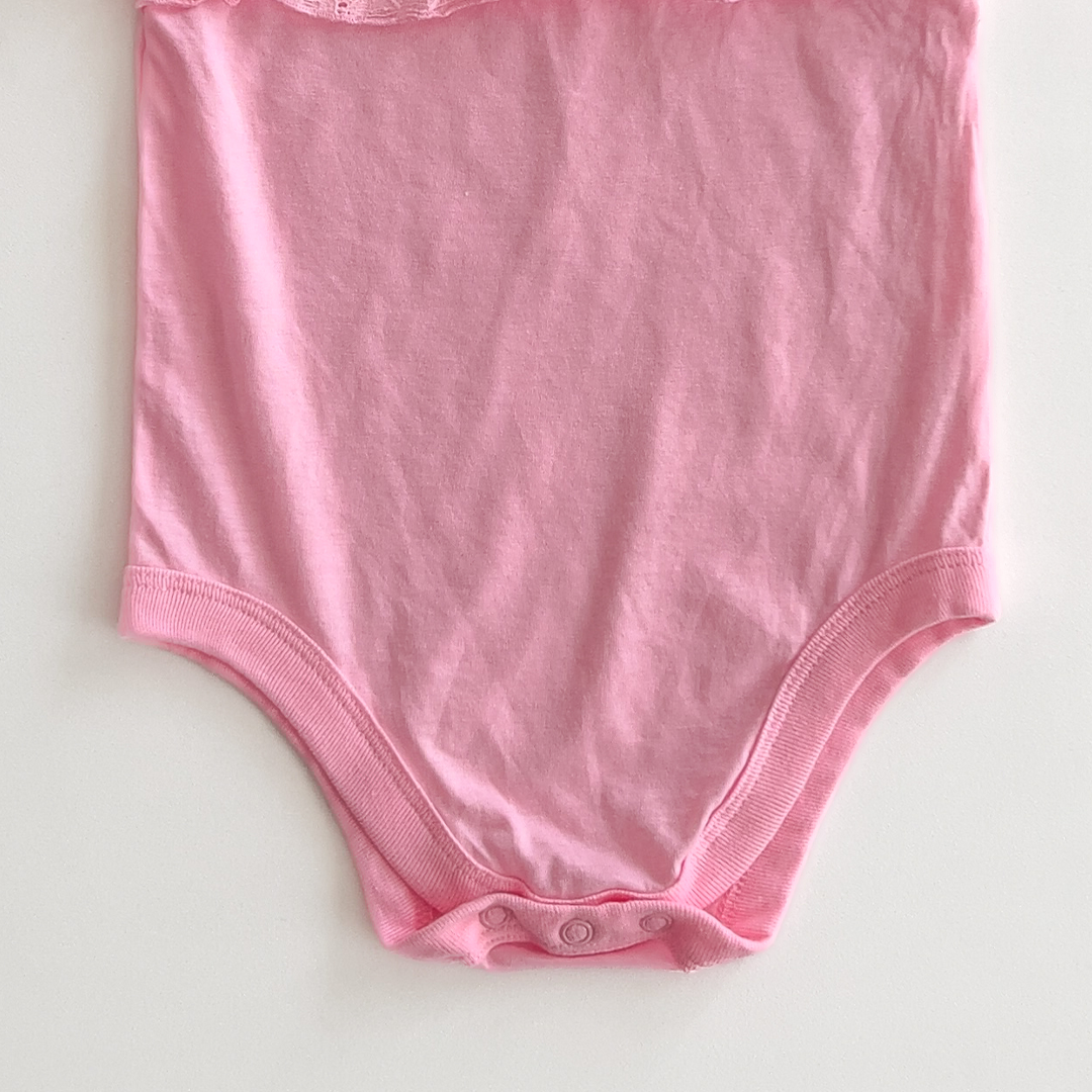 PINK LACE TRIM ONESIE