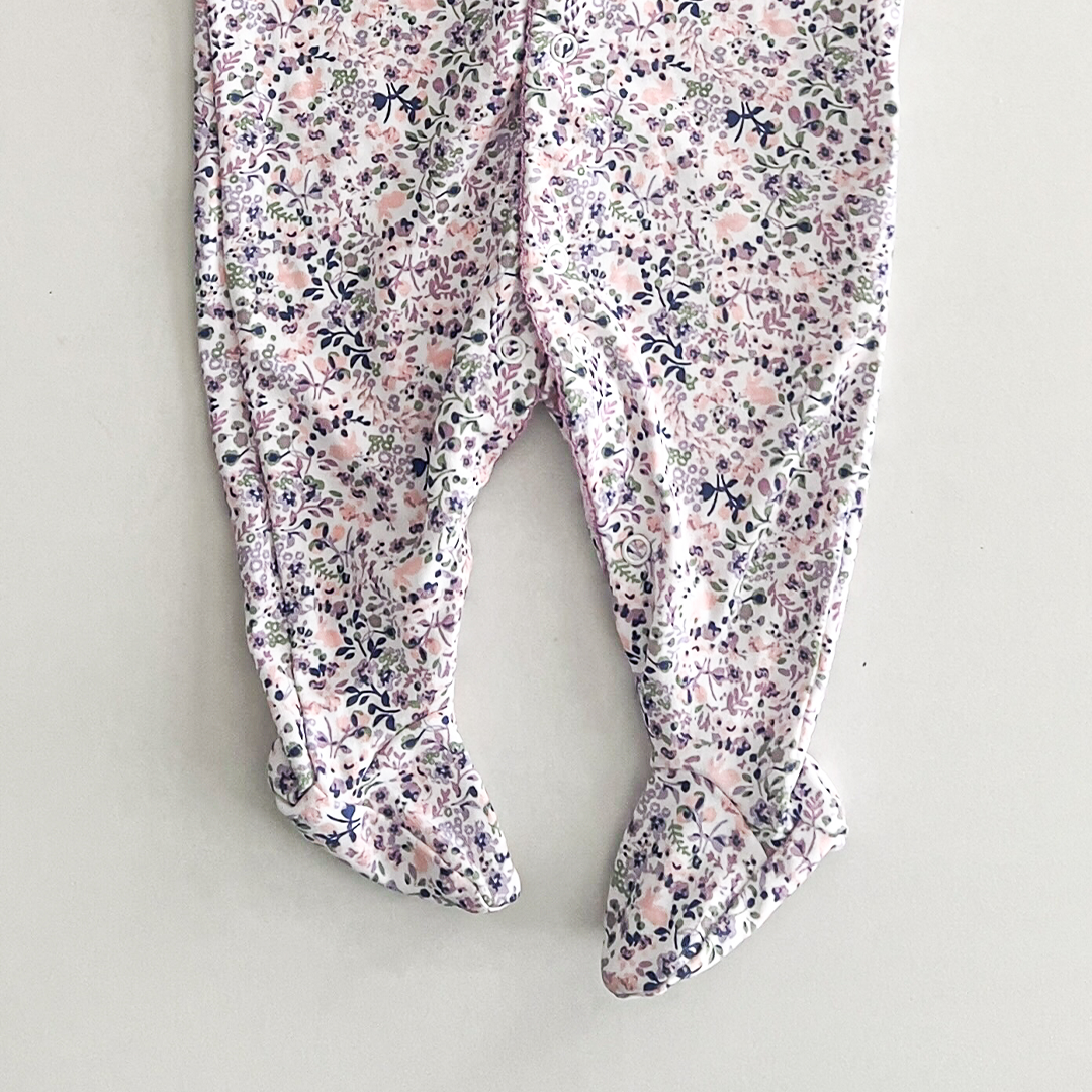 PURPLE FLORAL PRINTED SLEEPSUIT