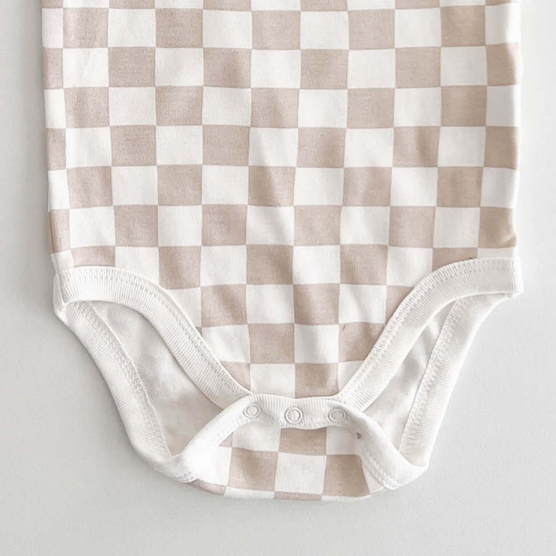 SAND AND CREAM CHECKED ONESIE