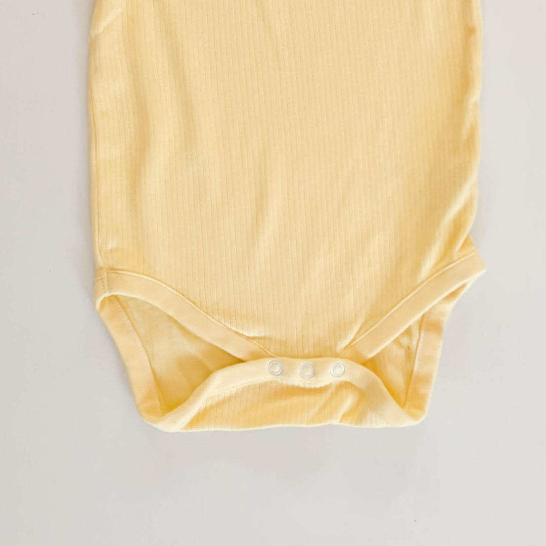YELLOW RIBBED SPAGHETTI STRAP ONESIE