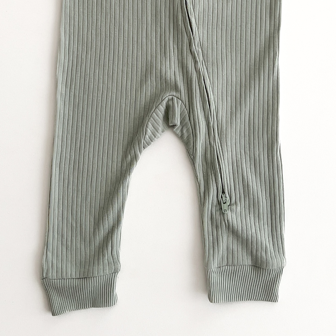 Soft sage ribbed romper