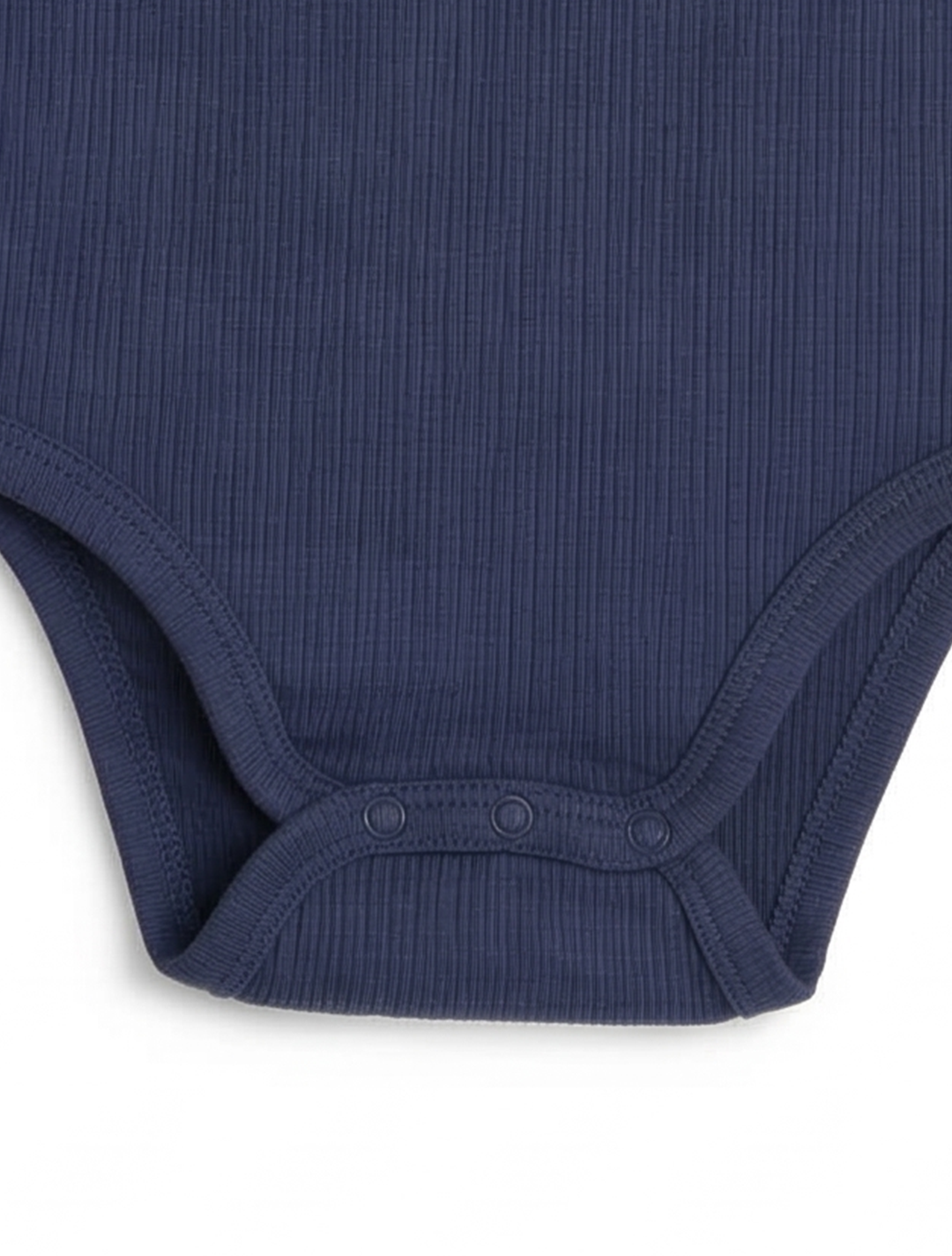 NAVY BLUE RIBBED BUTTON ONESIE
