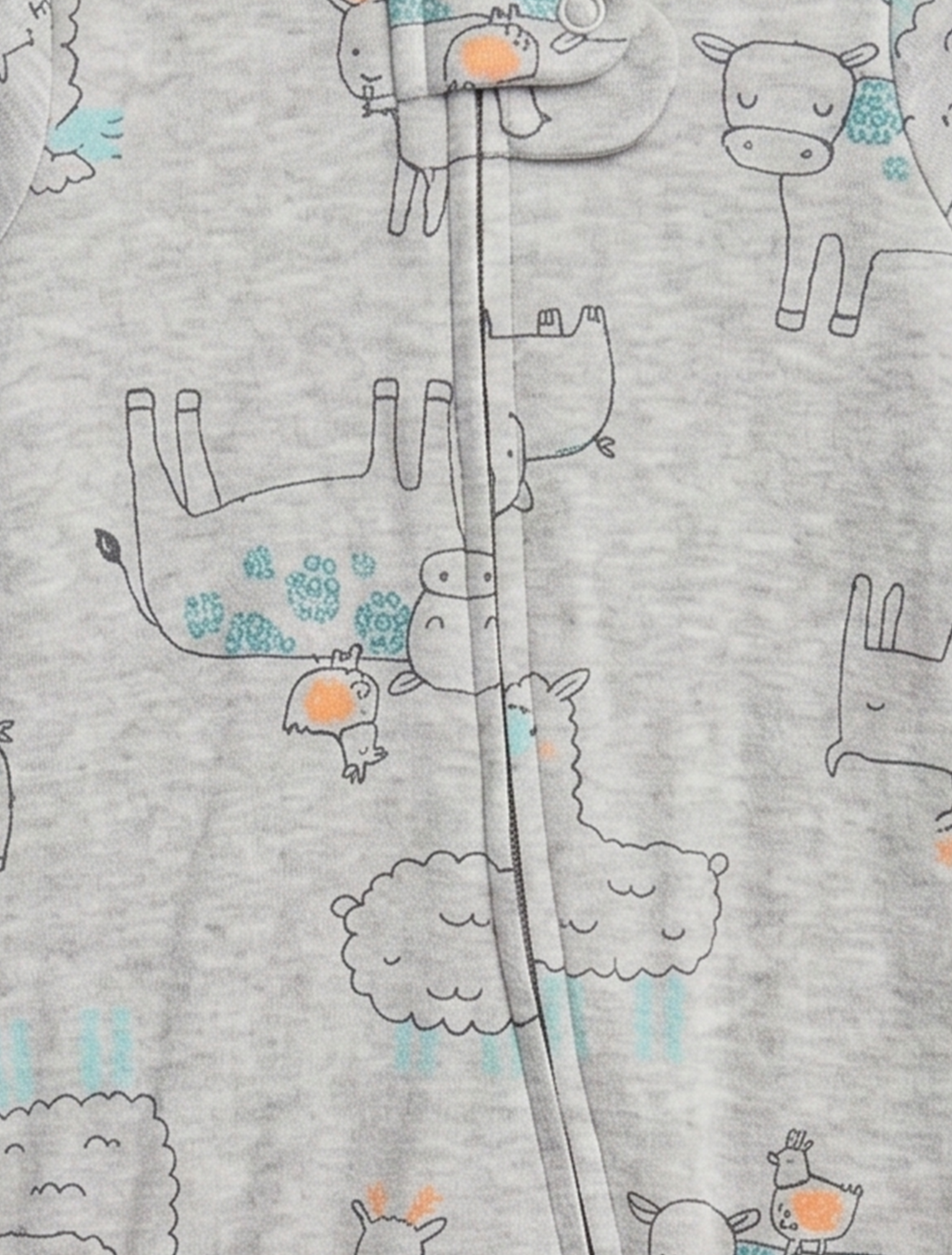 GREY PRINTED ZIPPER SLEEPSUIT