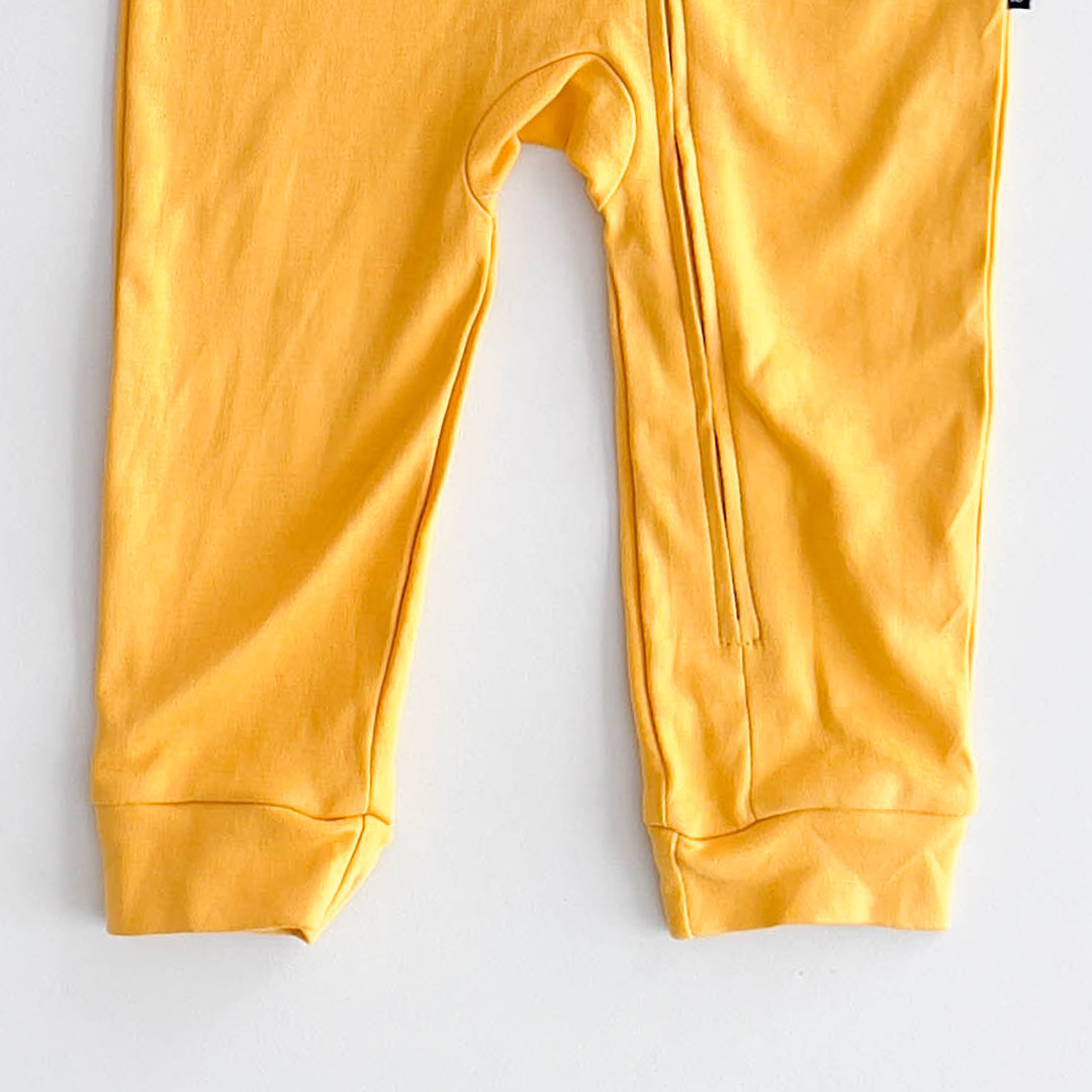 MUSTARD YELLOW PLAIN ZIPPER ROMPER