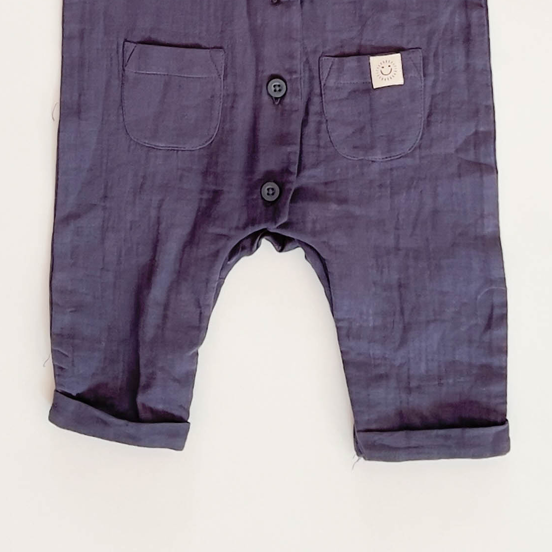BLUE GREY MUSLIN ROMPER