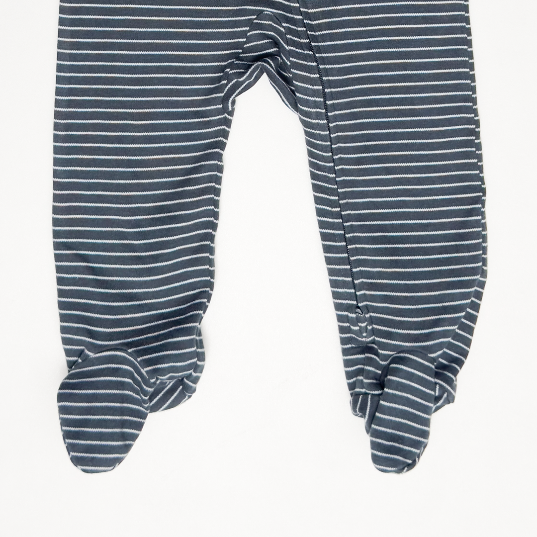DARK GREY STRIPPED SLEEPSUIT