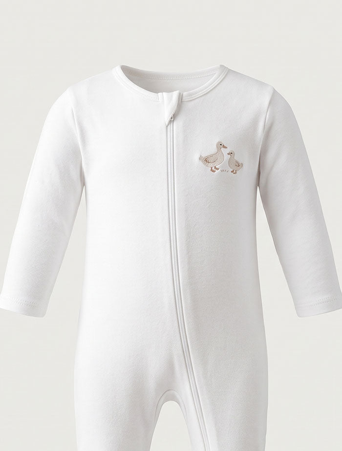 White duck zipper sleepsuit