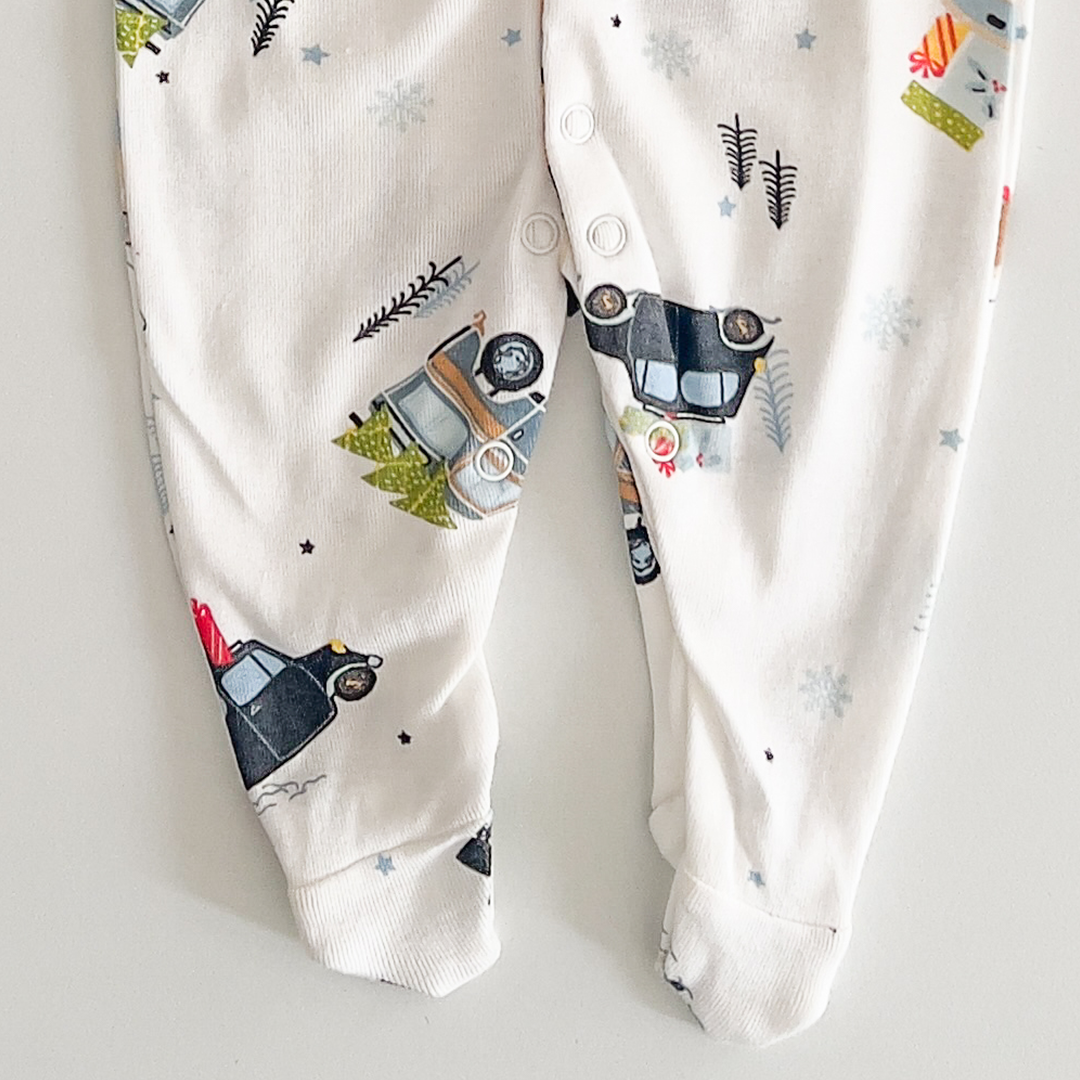 White car patterned sleepsuit