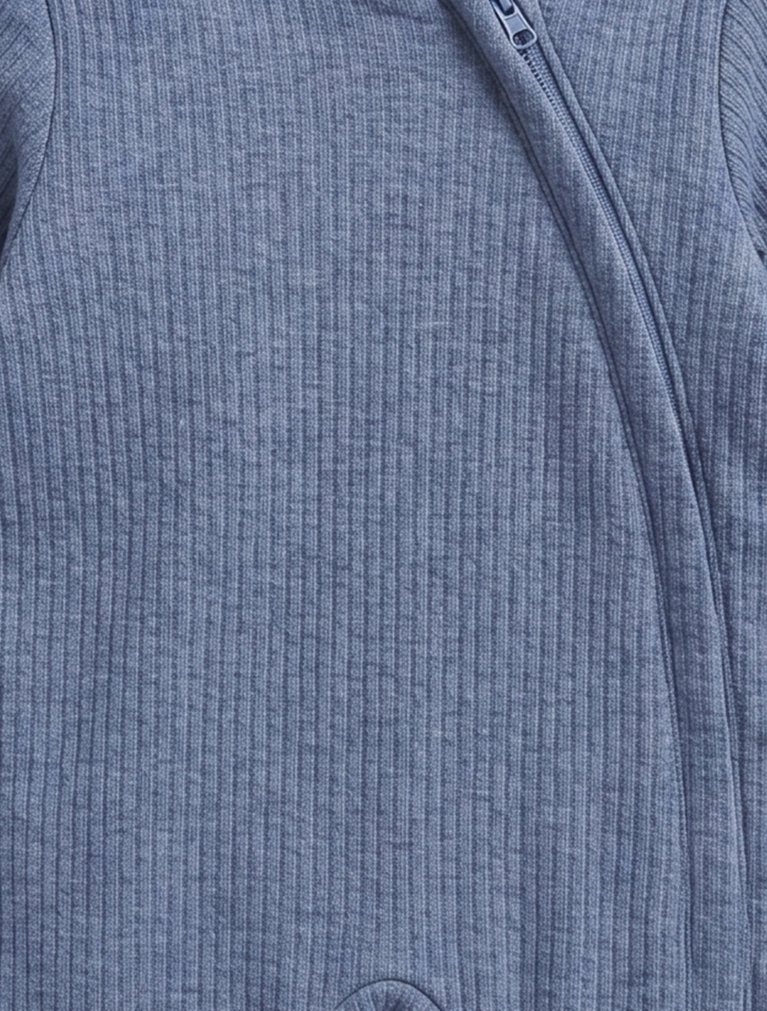 BLUE RIBBED WINTER HOODED SLEEPSUIT