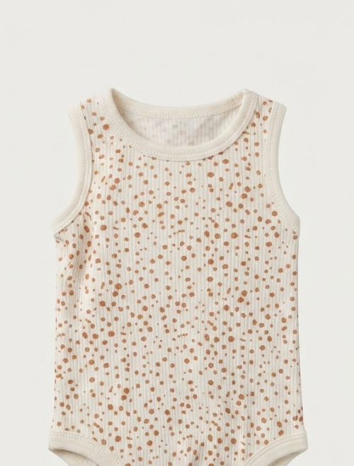 Rust brown dotted ribbed onesie