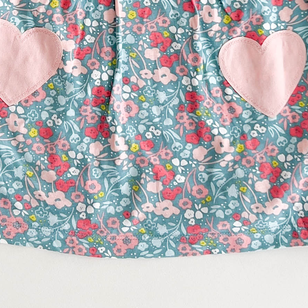 TEAL BLUE FLORAL PRINTED FROCK