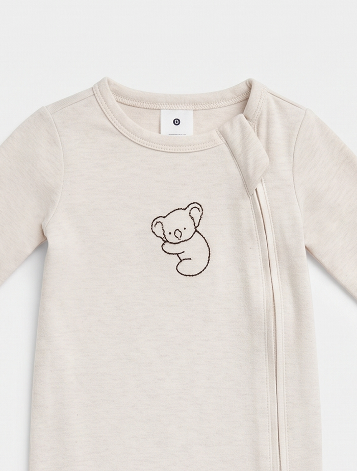 Beige side zipper sleep suit