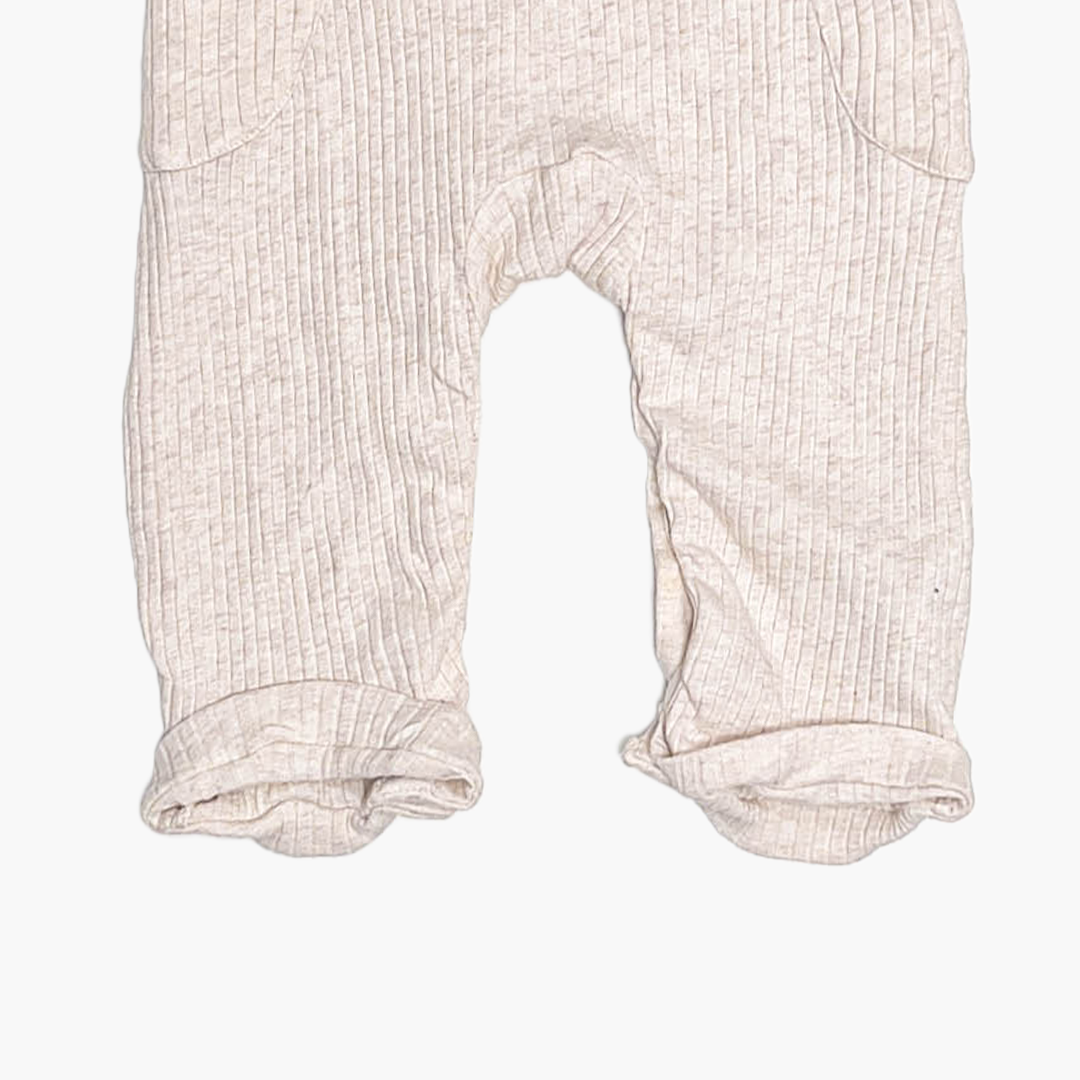 CREAM RIBBED SLEEEVLESS ROMPER