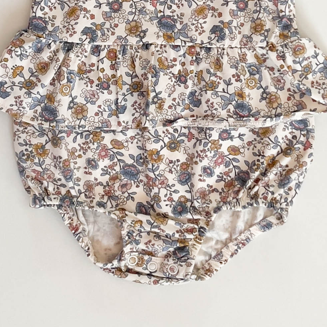 BLUE FLORAL PRINTED SUNSUIT