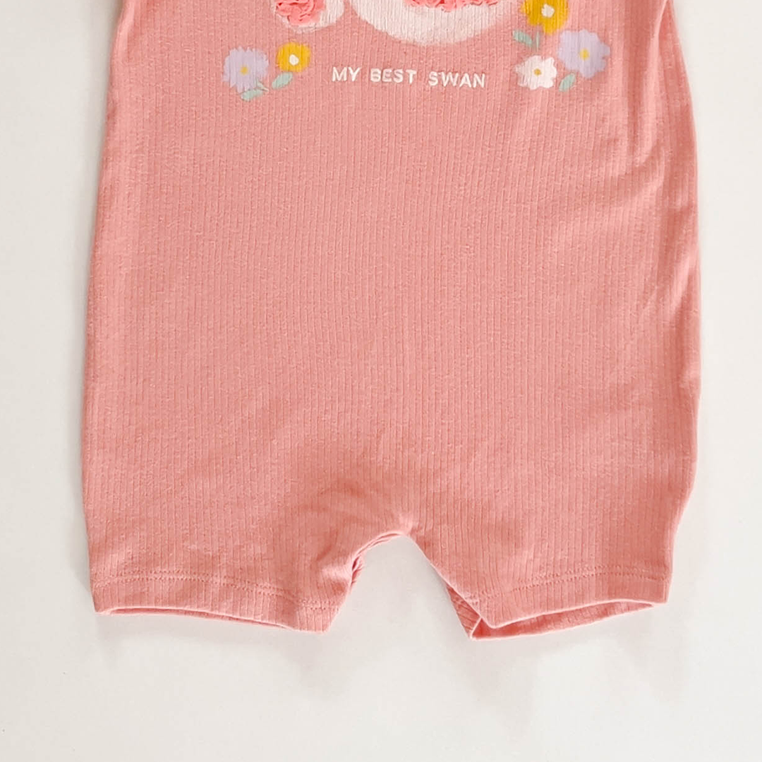 GIRLS 3D SWAN RIBBED JUMPSUIT