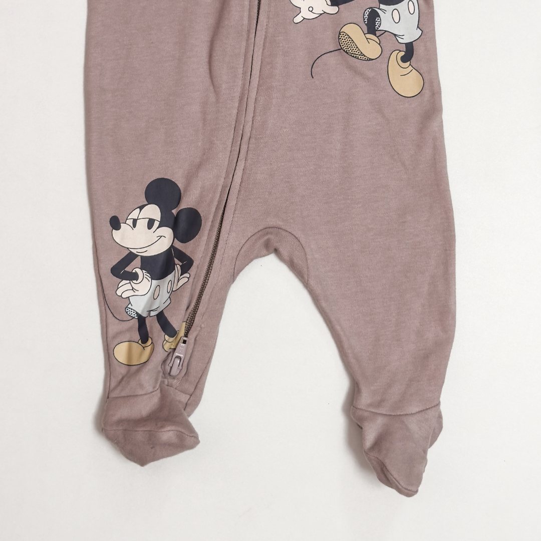 ROSY BROWN MICKEY ZIPPER SLEEPSUIT