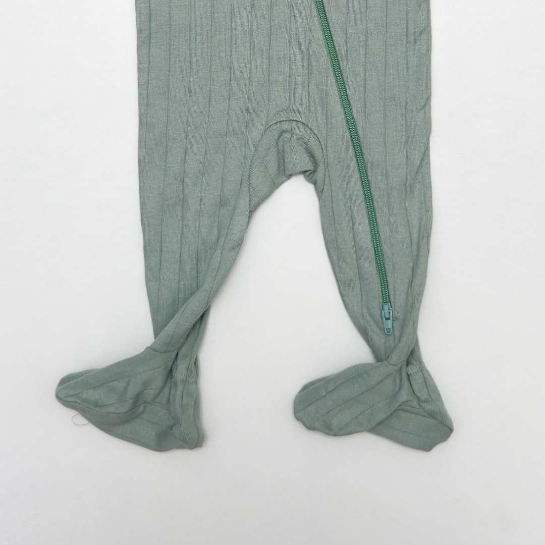 SAGE GREEN RIBBED SLEEPSUIT