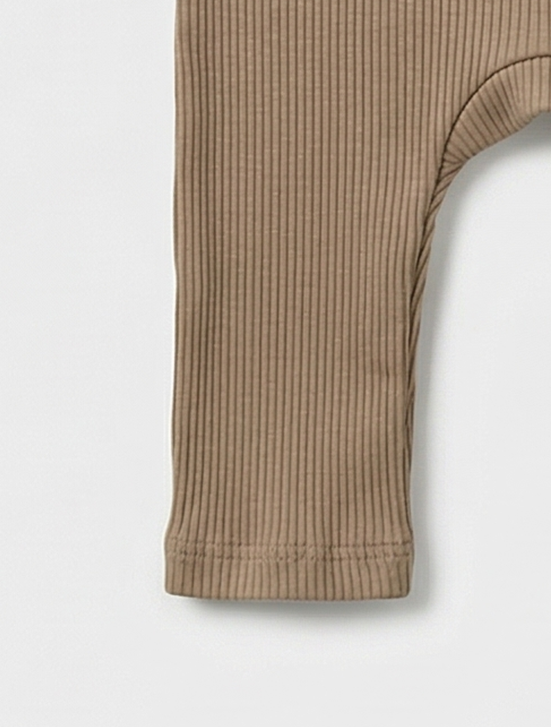 DARK BEIGE RIBBED SLEEVELESS ROMPER
