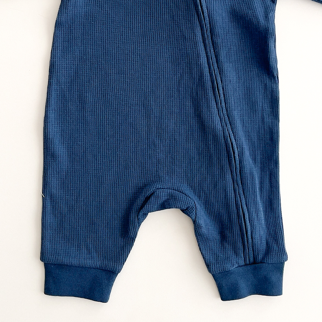 M&S BLUE WAFFLE KNIT ROMPER