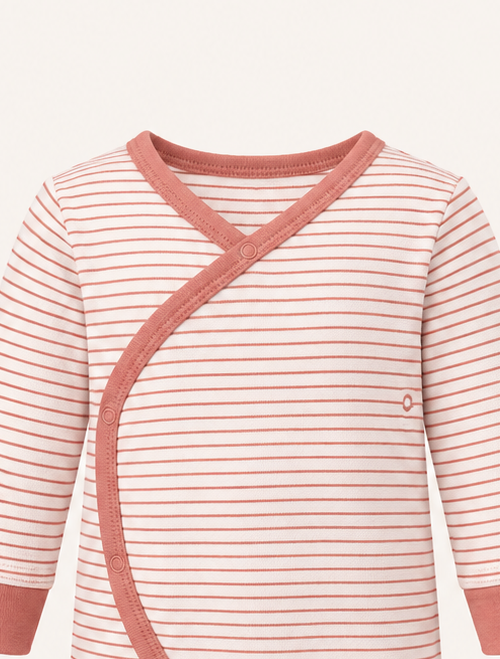Dusty pink stripes wrapover romper