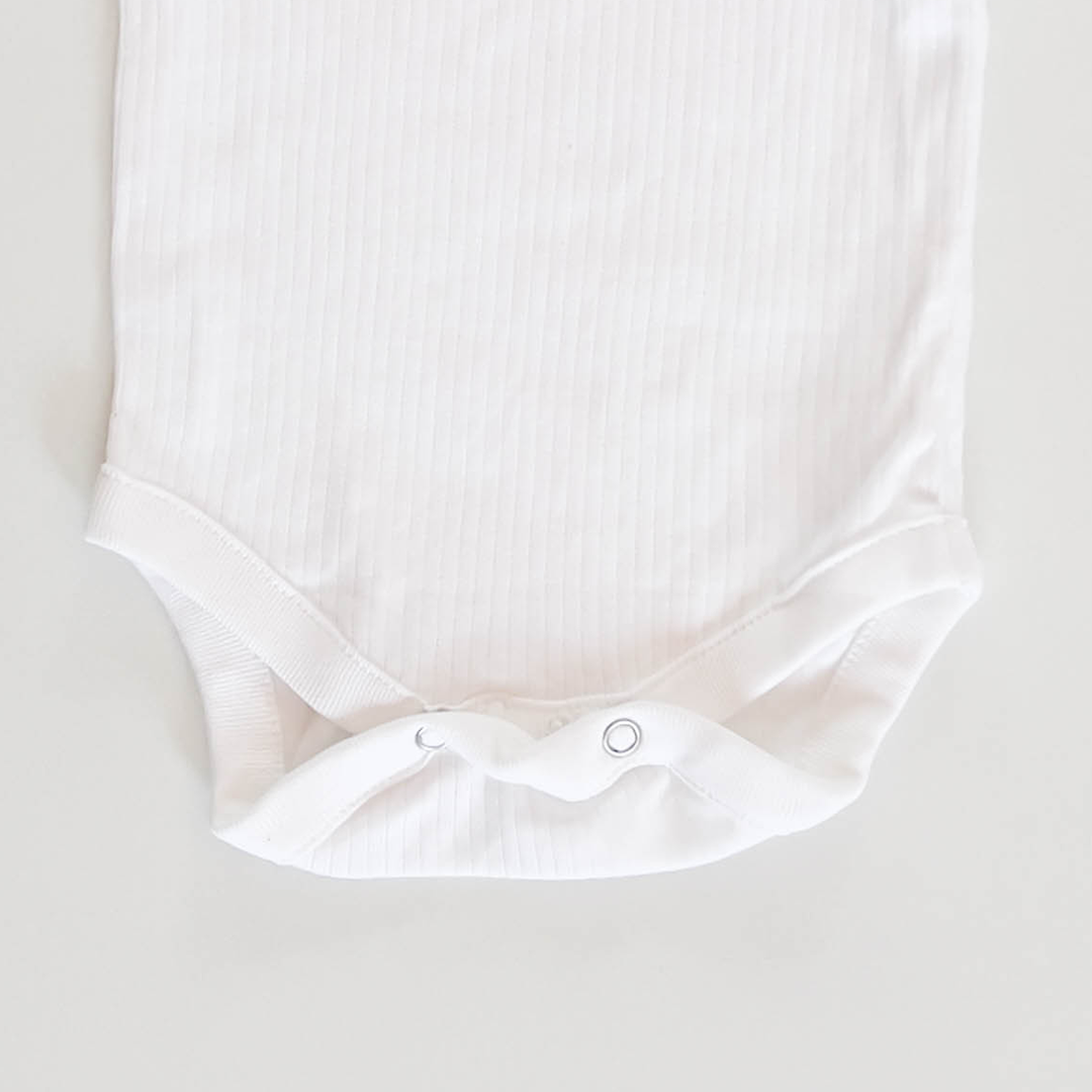 WHITE RIBBED SPAGHETTI STRAP ONESIE