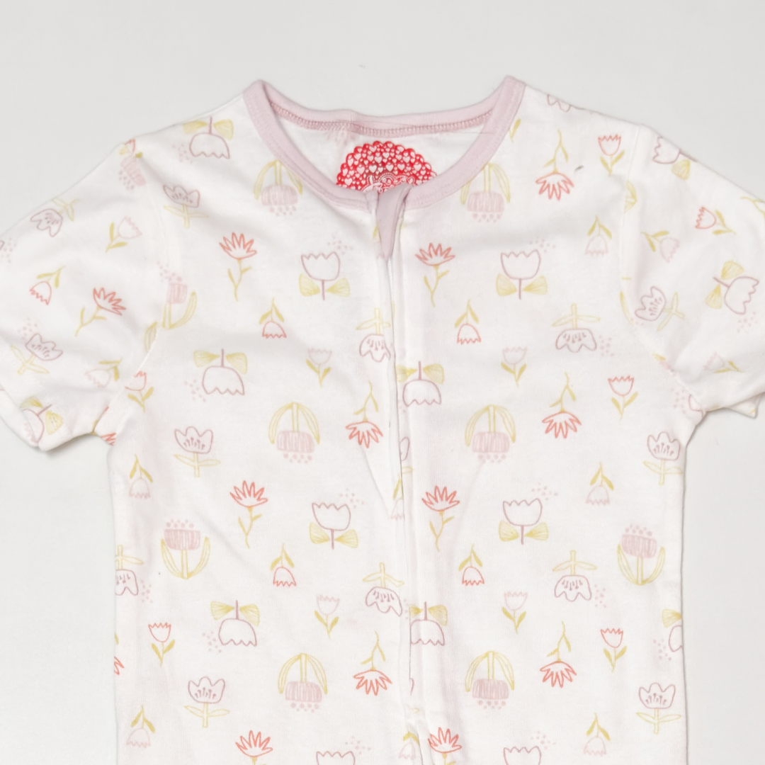 LAVENDER FLORAL ZIPPER ROMPER