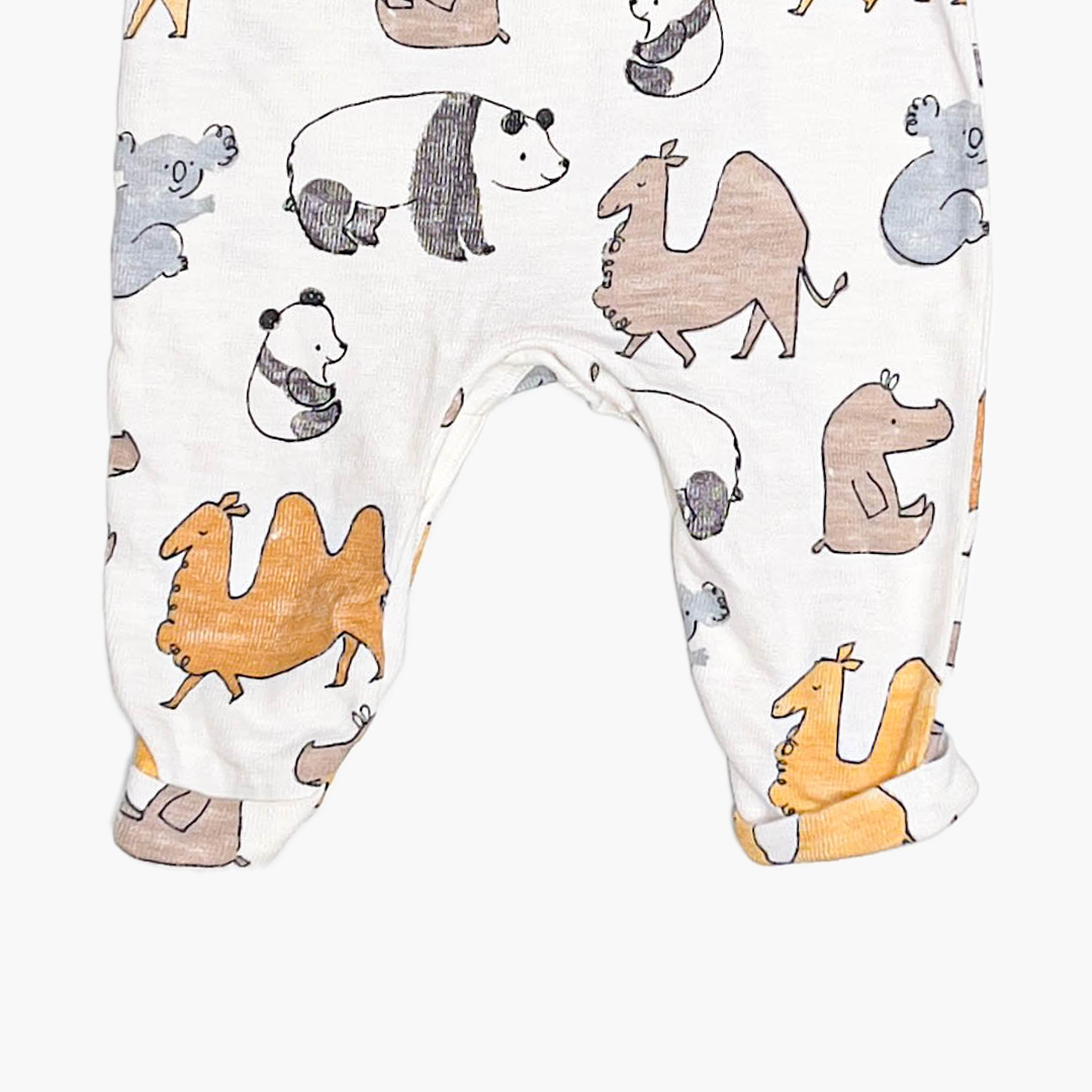 ANIMAL PRINTED RIBBED ROMPER