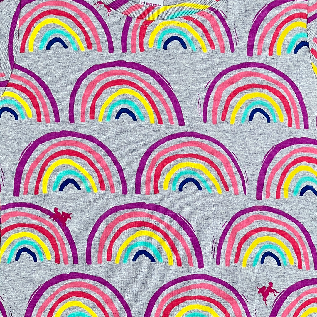 Rainbow Pattern Print Gray color Two Piece for Girls | 18-24 Months |