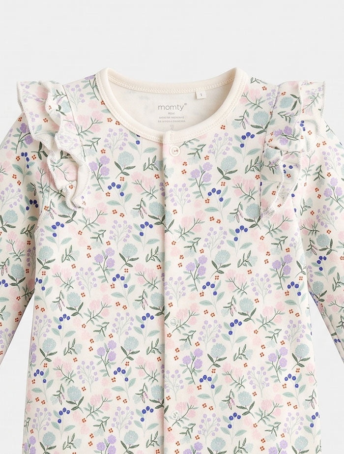 White floral button romper