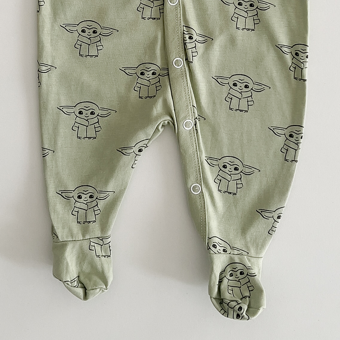 Sage green patterned sleepsuit