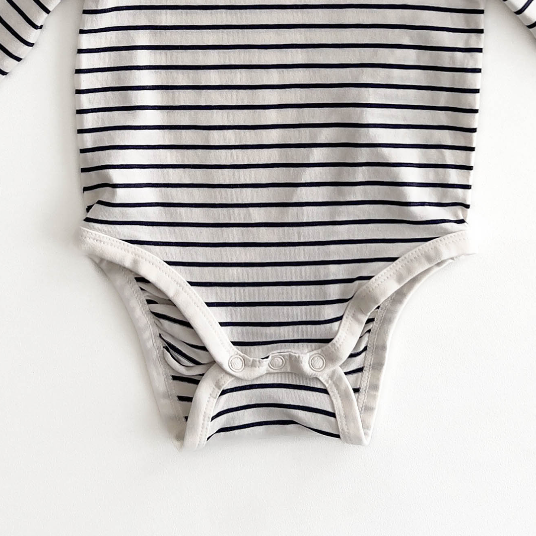 NAVY BLUE AND BLACK STRIPES ONESIE