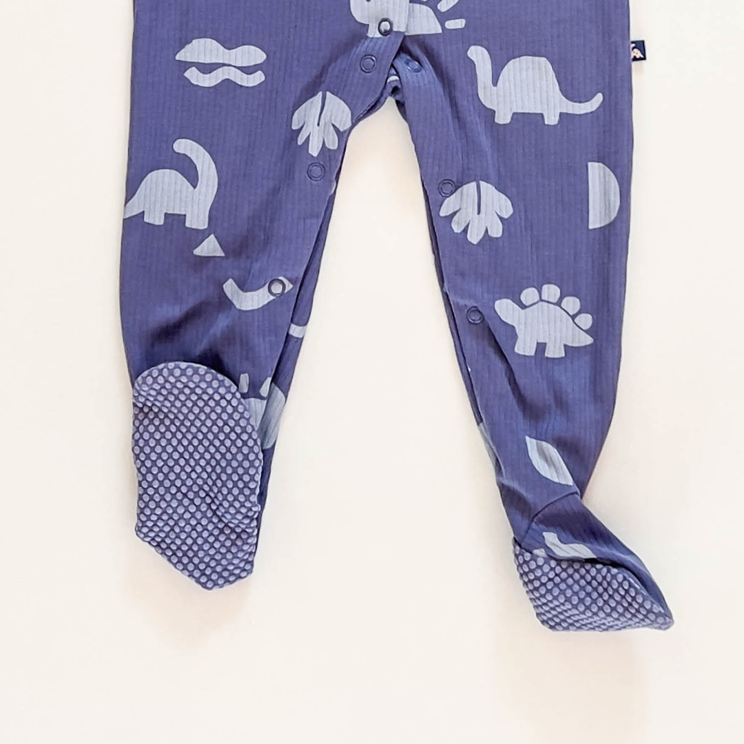 DINO BLUE RIBBED SLEEPSUIT