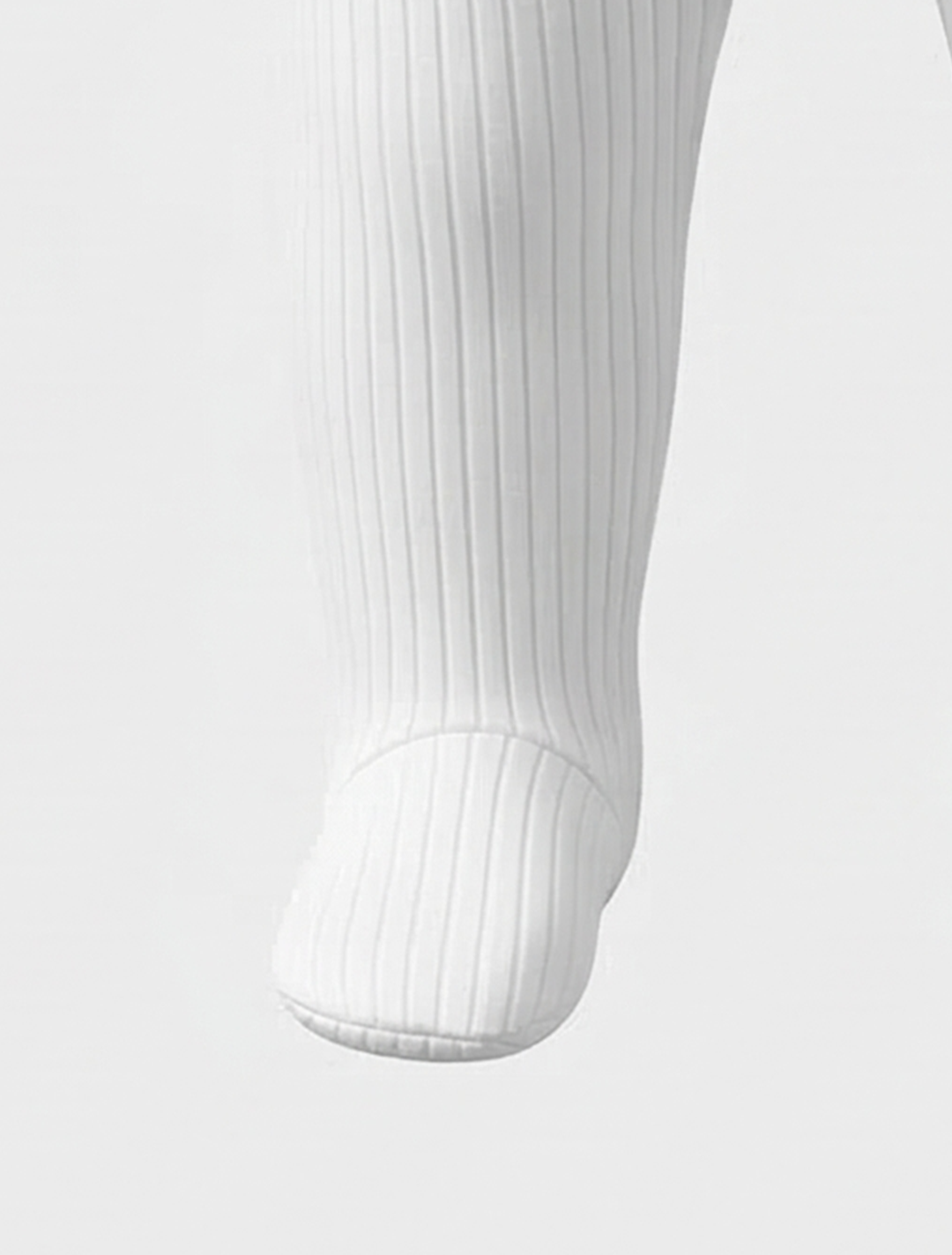 WHITE RIBBED BUTTON SLEEPSUIT