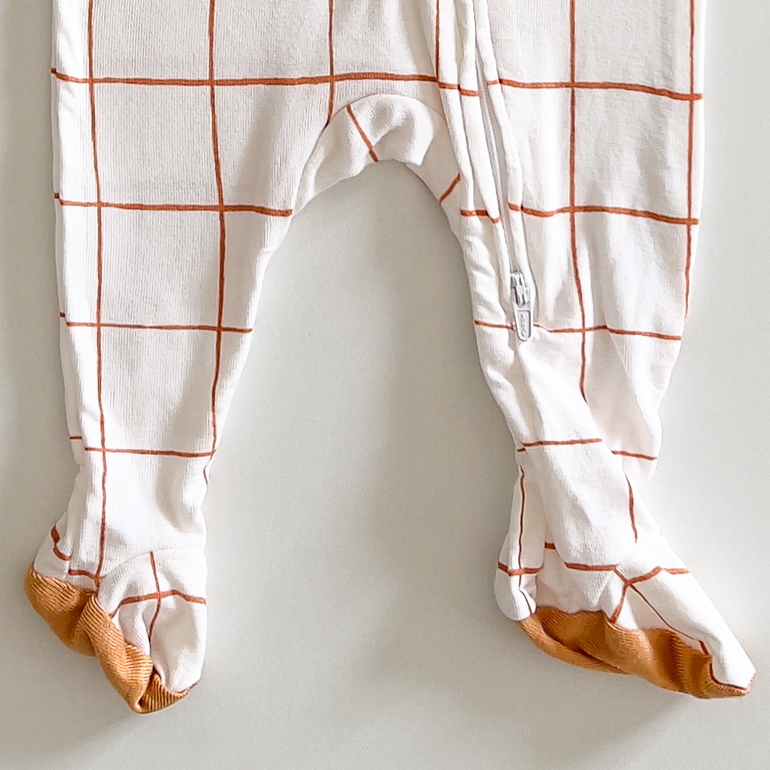 White brown window pane sleepsuit
