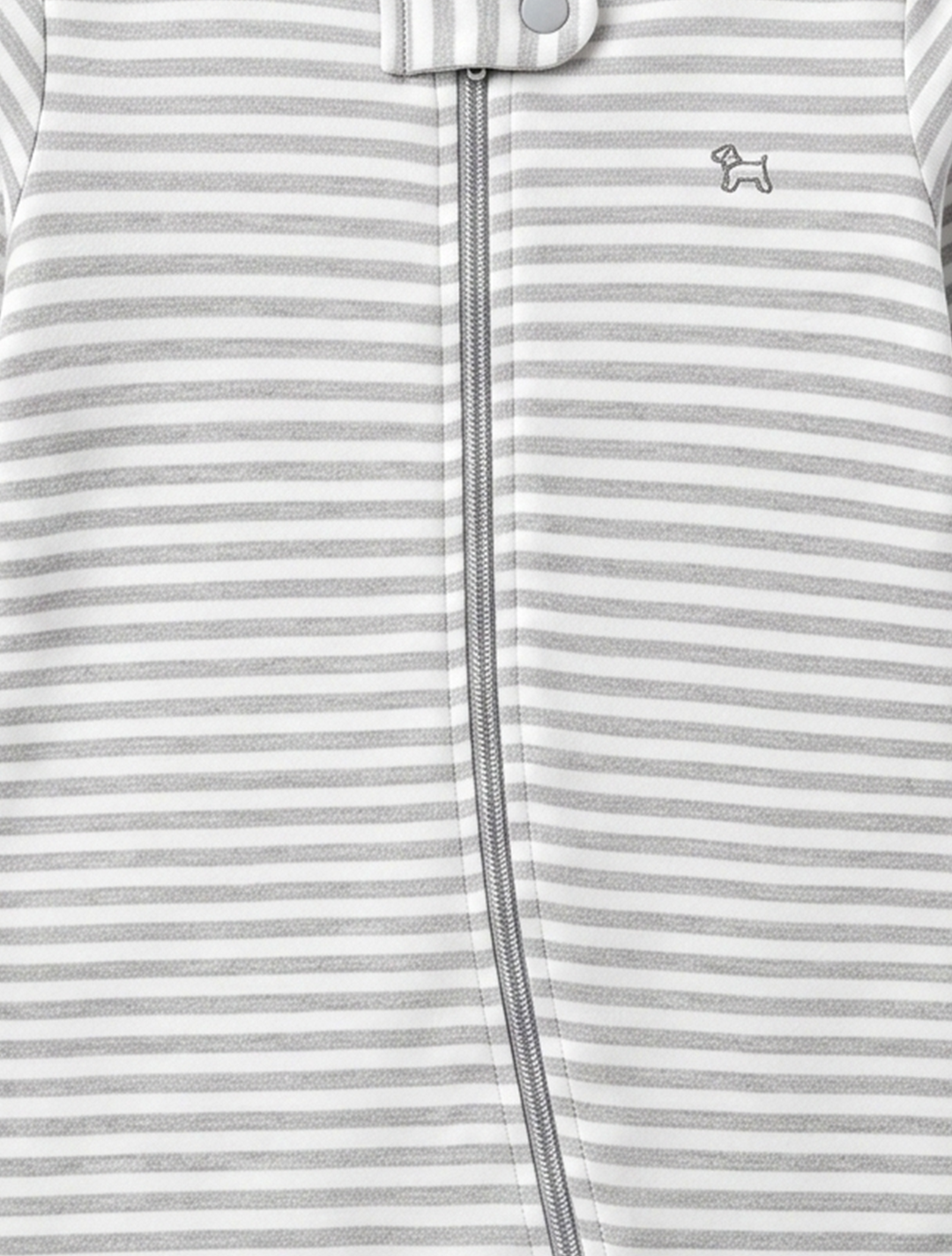 Grey and white striped zipper sleepsuit