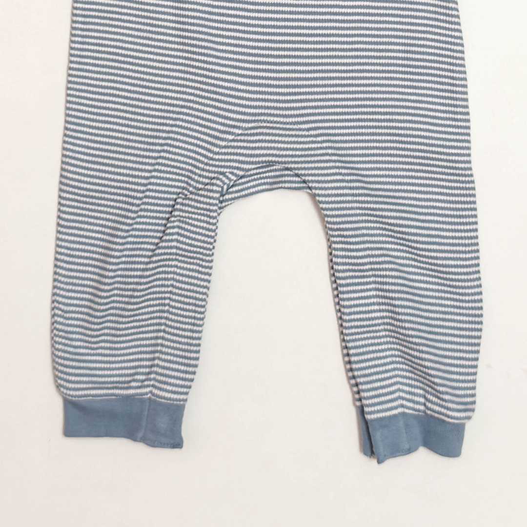BLUE STRIPES RIBBED ROMPER