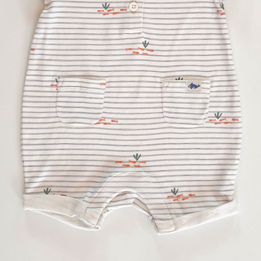 BLUE STRIPES SEA PRINT JUMPSUIT