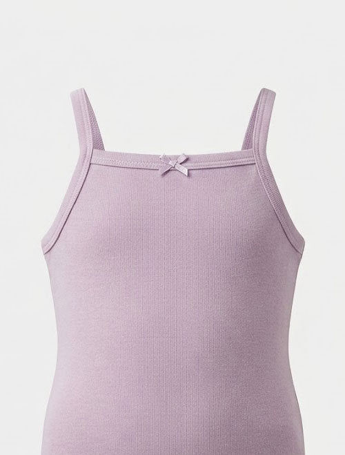 Ribbed Cami Baby Onesie – Lilac with Bow Detail