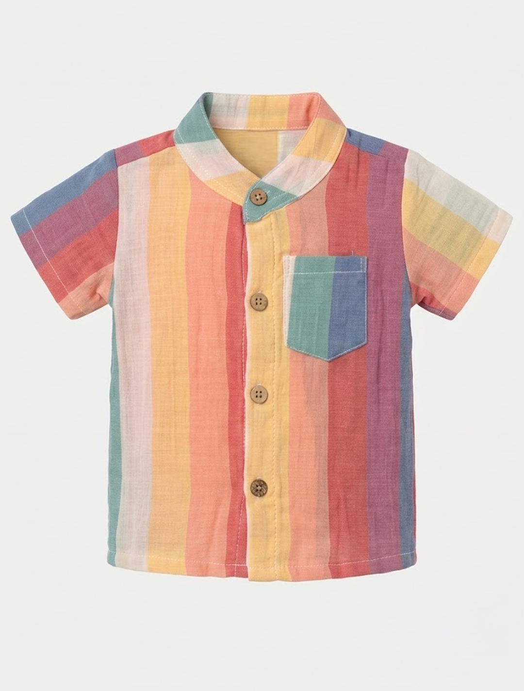 Rainbow Stripe Muslin Shirt & Shorts Co-ord Set