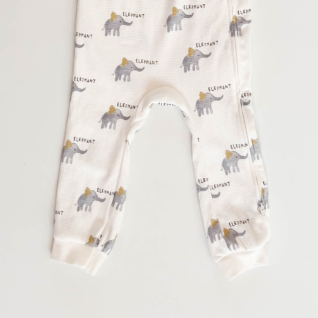 ELEPHANT PRINT KNITTED ZIPPER ROMPER